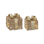 Mica Decorations Kerstfiguur cadeaus | Mica Decorations | 12 x 12 x 14 cm | 2 stuks (Led, Batterijen) 1179880 K151000885 - 1