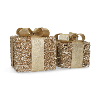 Mica Decorations Kerstfiguur cadeaus | Mica Decorations | 12 x 12 x 14 cm | 2 stuks (Led, Batterijen) 1179880 K151000885 - 2