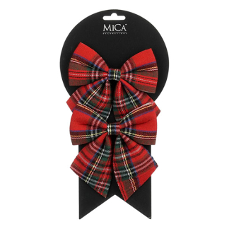 Mica Decorations Kerststrik | Mica Decorations | 12 x 13 cm | 2 stuks (Rood, Geruit) 1199522 K151001980 - 1