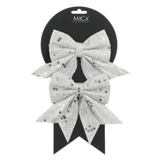 Mica Decorations Kerststrik | Mica Decorations | 20 x 24 cm | 2 stuks (Zilver) 1181194 K151001997 - 1