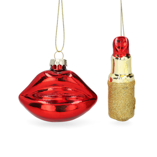 Mica Decorations Lipstick kerst ornament | Mica Decorations | Set van 2 (Glas) 1180098 K151000878 - 2
