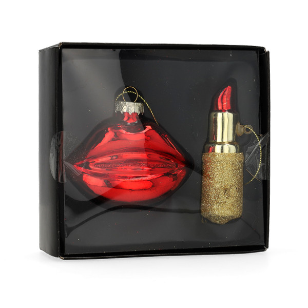 Mica Decorations Lipstick kerst ornament | Mica Decorations | Set van 2 (Glas) 1180098 K151000878 - 3