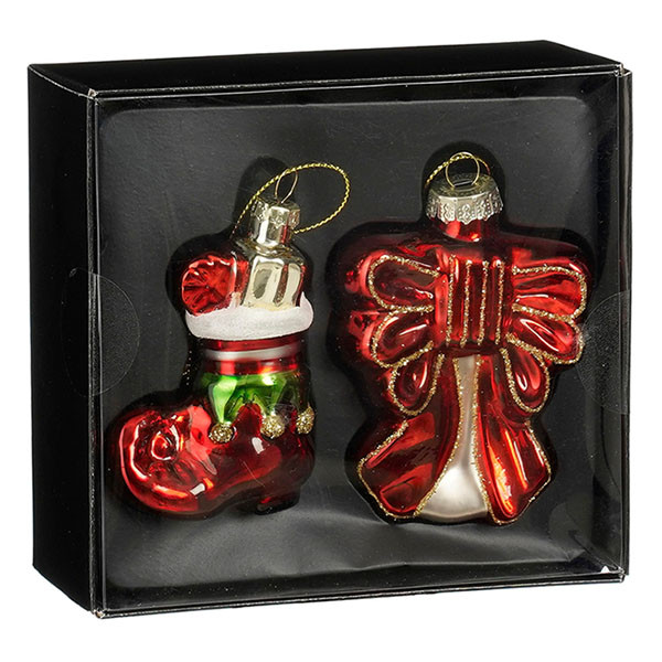 Mica Decorations Strik kerst ornament | Mica Decorations | Set van 2 (Glas) 1198462 K151001964 - 1