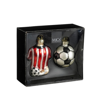 Mica Decorations Voetbal kerst ornament | Mica Decorations | Set van 2 (Glas) 1180090 K151000873
