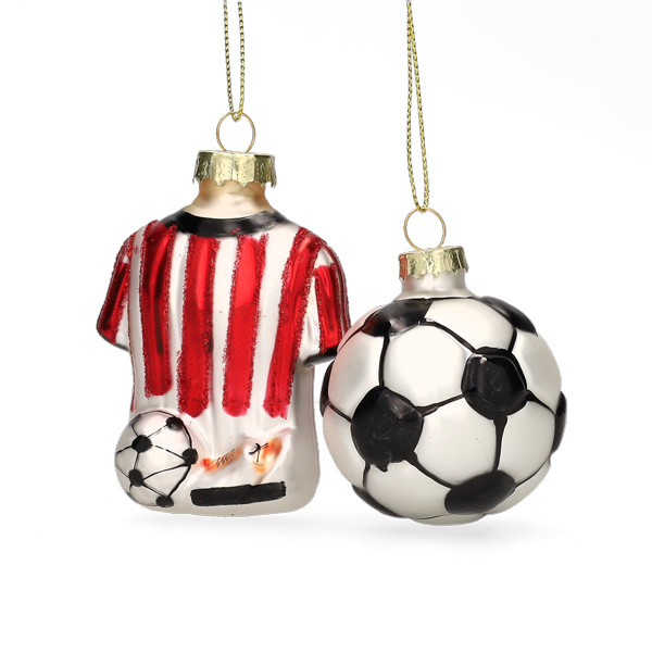 Mica Decorations Voetbal kerst ornament | Mica Decorations | Set van 2 (Glas) 1180090 K151000873 - 1