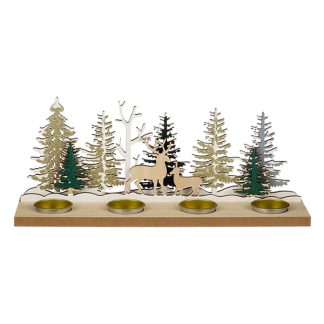 Mica Decorations Waxinelichthouder kerst | 35 x 13 cm (Hout, Rendier) 1204161 K151002048