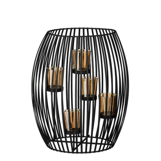 Mica Decorations Windlicht | Mica Decorations | 34.5 x 29.5 cm (5 Waxinelichtjes, Metaal, Zwart) 1178177 K151000857