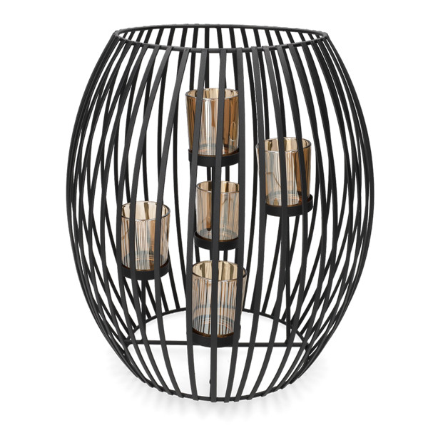 Mica Decorations Windlicht | Mica Decorations | 34.5 x 29.5 cm (5 waxinelichtjes, Metaal, Zwart) 1178177 K151000857 - 1