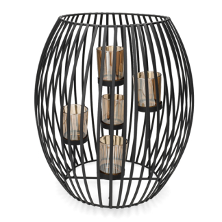 Mica Decorations Windlicht | Mica Decorations | 34.5 x 29.5 cm (5 waxinelichtjes, Metaal, Zwart) 1178177 K151000857