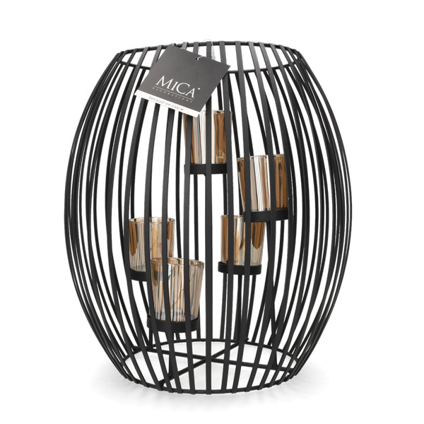Mica Decorations Windlicht | Mica Decorations | 34.5 x 29.5 cm (5 waxinelichtjes, Metaal, Zwart) 1178177 K151000857 - 3