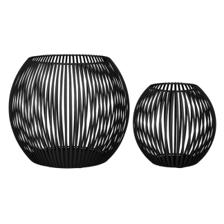 Mica Decorations Windlicht | Mica Decorations | Set van 2 (Metaal, Zwart) 1178176 K151000858