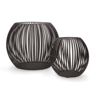 Mica Decorations Windlicht | Mica Decorations | Set van 2 (Metaal, Zwart) 1178176 K151000858