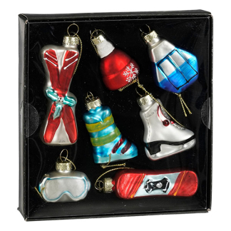 Mica Decorations Wintersport kerst ornament | Mica Decorations | Set van 7 (Glas) 1179951 K151001967