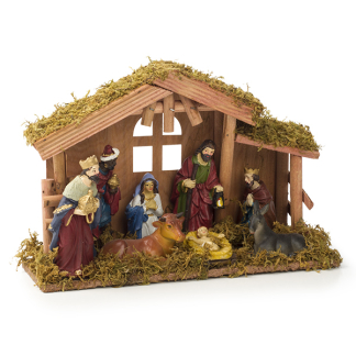 Nativity Kerststal | 30 x 10 x 21 cm | Decoris (MDF, Polyresin, 9 delig) 591355 K150303393 - 1