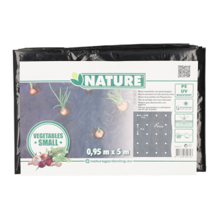 Nature Afdekfolie planten | Nature | 0.95 x 5 meter (Kleine groenten, Voorgesneden gaten, Uv-bestendig, Zwart) 6030274 K170106154 - 5