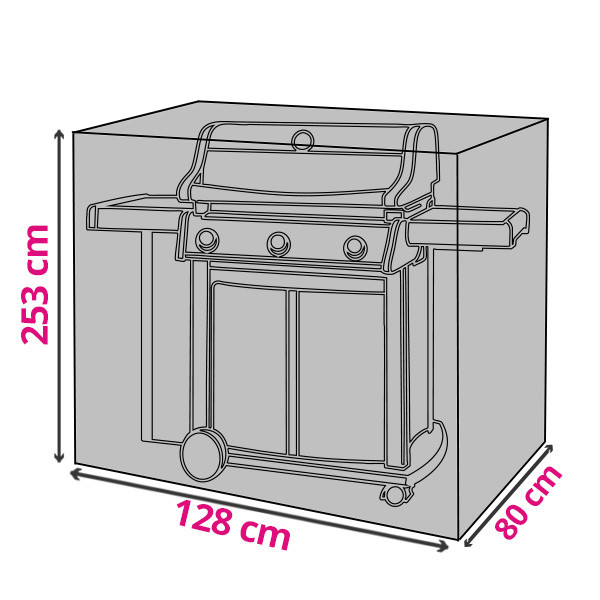 Nature BBQ hoes | Rechthoekig | 128 x 80 x 253 cm (Voor betonnen barbecue, PE, Grijs) 6030614 K170130240 - 1