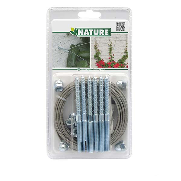 Nature Draadset voor klimplanten | Nature | 10 meter (Ø 1.8 mm, Verzinkt staaldraad, RVS moeren, Schroeven, Pluggen) 6040760 K170106190 - 7