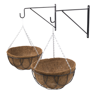 Nature Hanging basket | Nature | Ø 30 cm (Set, Inclusief wandbeugels en voeringen, Verzinkt staal) 6070118 K170501670 - 