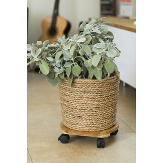 Nature Plantentrolley | Nature | Ø 30 centimeter (Bamboe/kunststof, Rond, Binnen/buiten, Max. 50 kg, 4 wielen, Rem) 6070237 K170106191 - 4