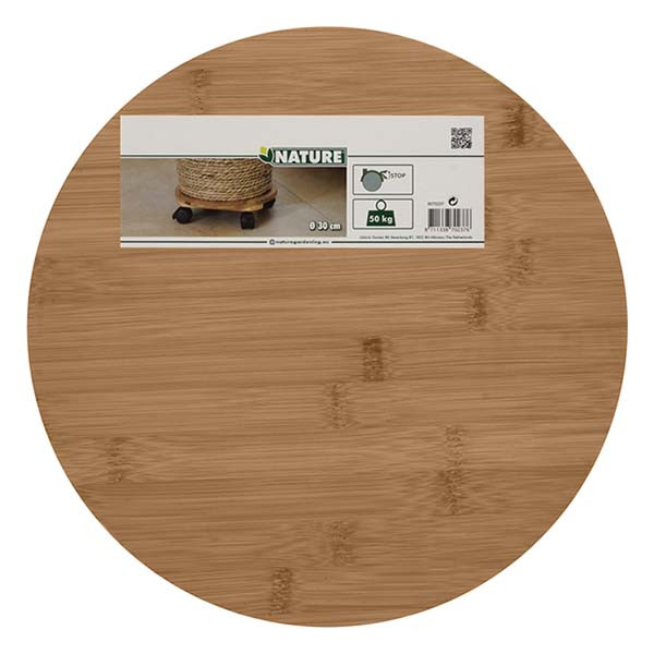 Nature Plantentrolley | Nature | Ø 30 cm (Bamboe/kunststof, Rond, Binnen/buiten, Max. 50 kg, 4 wielen, Rem) 6070237 K170106191 - 3