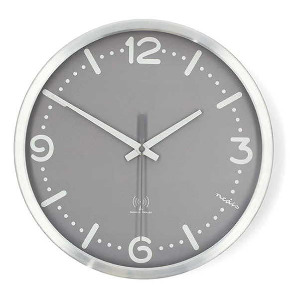 Nedco Wandklok | Nedis | Ø 30 cm (Stille beweging, Radiogestuurde tijd, Metaal) CLWA7226SS K170511249 - 1