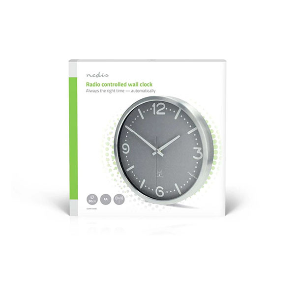 Nedco Wandklok | Nedis | Ø 30 cm (Stille beweging, Radiogestuurde tijd, Metaal) CLWA7226SS K170511249 - 3