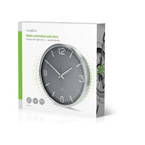 Nedco Wandklok | Nedis | Ø 30 cm (Stille beweging, Radiogestuurde tijd, Metaal) CLWA7226SS K170511249 - 4