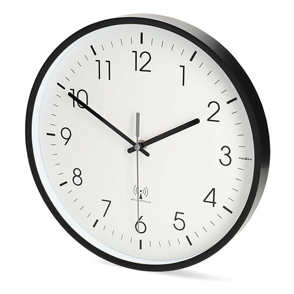 Nedco Wandklok | Nedis | Ø 30 cm (Stille beweging, Radiogestuurde tijd, Zwart) CLWA6226BK K170511248 - 2
