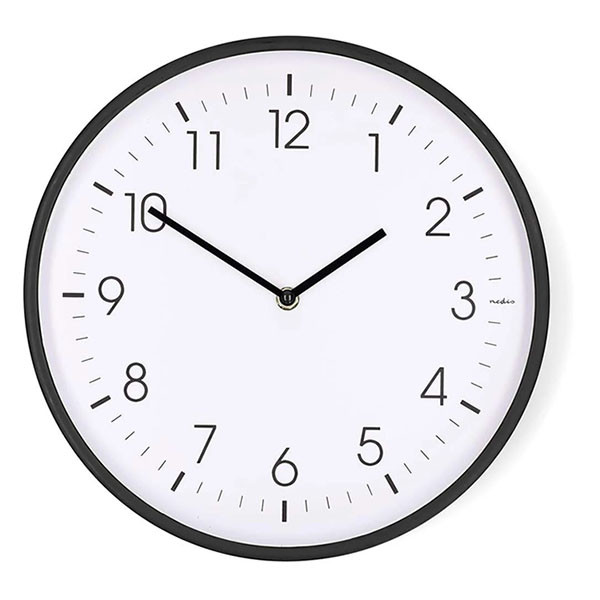 Nedco Wandklok | Nedis | Ø 30 cm (Stille beweging, Zwart) CLWA1226BK K170511243 - 1