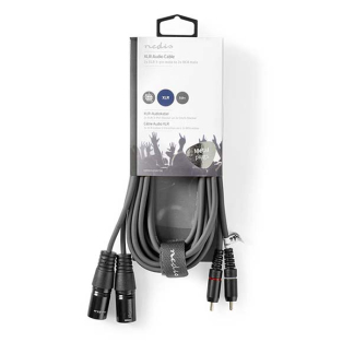 Nedis 2 x XLR naar Tulp kabel | M ↔ M | Nedis | 3 meter (Gebalanceerd, Stereo, 100% koper) COTH15210GY30 N010307024 - 3