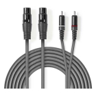 Nedis 2 x XLR naar Tulp kabel | V ↔ M | Nedis | 3 meter (Gebalanceerd, Stereo, 100% koper) COTH15230GY30 N010307031 - 1
