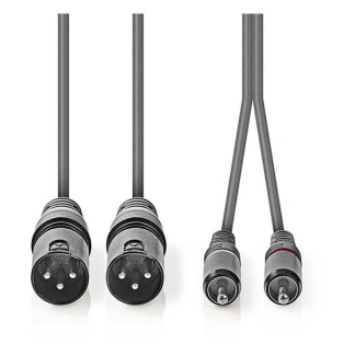 Nedis 2 x XLR naar Tulp kabel (m/m) | Nedis | 1.5 meter (Gebalanceerd, Stereo, 100% koper) COTH15210GY15 N010307023 - 2