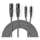 2 x XLR naar Tulp kabel (m/m) | Nedis | 1.5 meter (Gebalanceerd, Stereo, 100% koper)