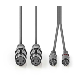 Nedis 2 x XLR naar Tulp kabel (v/m) | Nedis | 1.5 meter (Gebalanceerd, Stereo, 100% koper) COTH15230GY15 N010307030 - 2