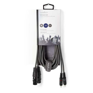 Nedis 2 x XLR naar Tulp kabel (v/m) | Nedis | 3 meter (Gebalanceerd, Stereo, 100% koper) COTH15230GY30 N010307031 - 3