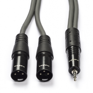 Nedis 2x XLR (m) naar jack 3.5 mm kabel | Nedis | 1.5 meter (Stereo, Gebalanceerd, 100% koper) COTH15310GY15 N010307005 - 