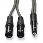 2x XLR (m) naar jack 3.5 mm kabel | Nedis | 1.5 meter (Stereo, Gebalanceerd, 100% koper)