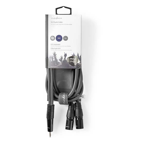 Nedis 2x XLR naar jack 3.5 mm kabel | M ↔ M | Nedis | 1.5 meter (Stereo, Gebalanceerd, 100% koper) COTH15310GY15 N010307005 - 3