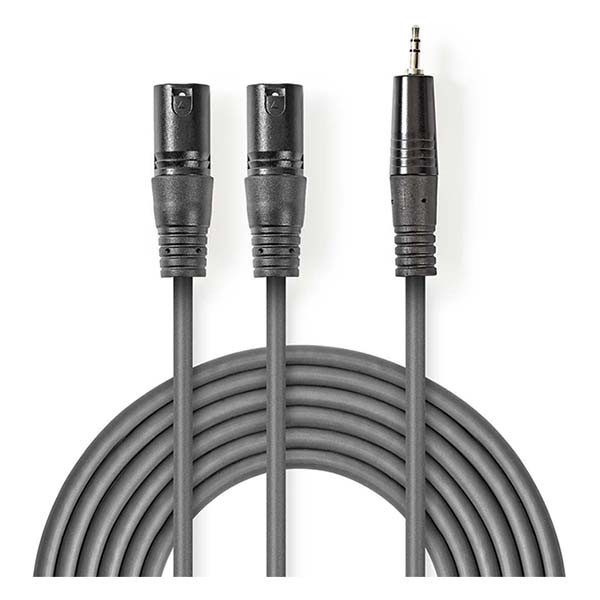 Nedis 2x XLR naar jack 3.5 mm kabel | M ↔ M | Nedis | 1.5 meter (Stereo, Gebalanceerd, 100% koper) COTH15310GY15 N010307005 - 1