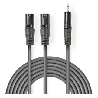 Nedis 2x XLR naar jack 3.5 mm kabel | M ↔ M | Nedis | 1.5 meter (Stereo, Gebalanceerd, 100% koper) COTH15310GY15 N010307005