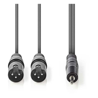 Nedis 2x XLR naar jack 3.5 mm kabel | Nedis | 3 meter (Stereo, Gebalanceerd, 100% koper) COTH15310GY30 N010307006 - 2