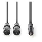 Nedis 2x XLR naar jack 3.5 mm kabel | Nedis | 3 meter (Stereo, Gebalanceerd, 100% koper) COTH15310GY30 N010307006 - 2