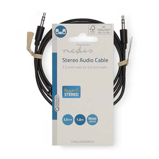 Nedis 3.5 mm jack kabel | M ↔ M | Nedis | 1 meter (Stereo, Zwart, 3-polig) CAGL22005BK10 CAGP22005BK10 N010301137 - 4