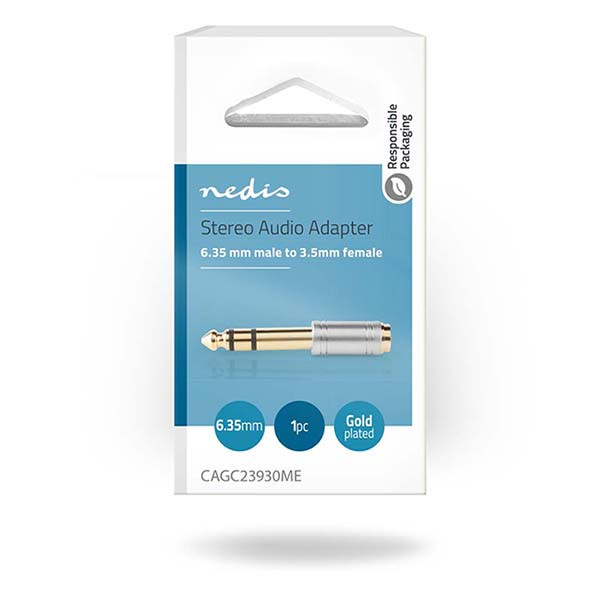 Nedis 3.5 mm jack naar 6.35 mm adapter | V ↔ M | Nedis (Stereo, Verguld, Metaal) CAGC23930ME K050301216 - 5