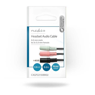 Nedis 3.5 mm jack splitterkabel | Nedis | 0.2 meter (Stereo) CAGP22150BK02 K030301004 - 4