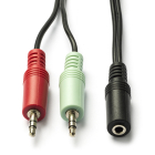 Nedis 3.5 mm jack splitterkabel | V ↔ M | Nedis | 0.12 m (CTIA, Stereo) CAGB22160BK02 K010301551 - 1