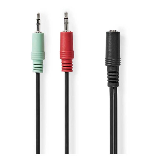 Nedis 3.5 mm jack splitterkabel | V ↔ M | Nedis | 0.12 m (CTIA, Stereo) CAGB22160BK02 K010301551 - 2