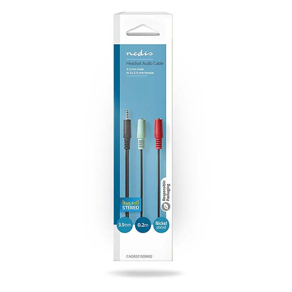 Nedis 3.5 mm jack splitterkabel | V ↔ M | Nedis | 0.2 m (CTIA, Stereo) CAGB22150BK02 K010301552 - 5