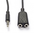 3.5 mm jack splitterkabel | V ↔ M | Nedis | 0.2 meter (Stereo, Zwart)