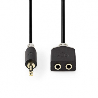Nedis 3.5 mm jack splitterkabel - Nedis - 0.2 meter (Stereo, Verguld) CABP22100AT02 K030301003 - 1